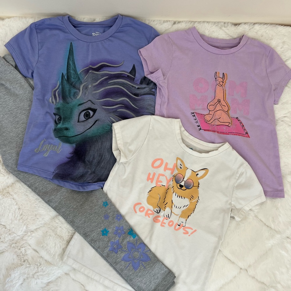 Girls 7/8 Disney Raya Outfit Bundle | Top & Leggings + 2 Graphic Tees